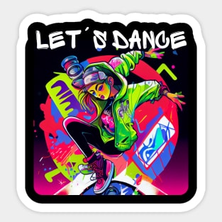 Woman In Graffiti Look Dancing In Disco 2 Sticker